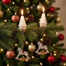 Prodotto Portacandele a forma di cavallo a dondolo per albero di Natale, 20 cm, 3 pezzi