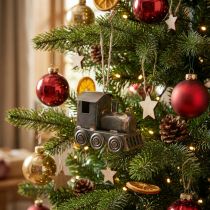 Prodotto Locomotiva ornamentale per albero di Natale, in metallo, alta 7,5 cm.