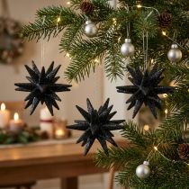 Prodotto Stelle decorative natalizie da appendere nere Ø7,5 cm 8 pezzi