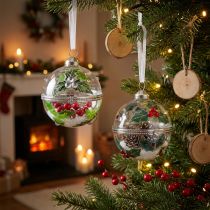 Prodotto Palline per albero di Natale in vetro da riempire agrifoglio Ø6cm 2pz