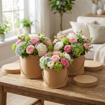Prodotto Confezione regalo fioriera rotonda beige Ø12,5/14,5/16,5 cm set di 3