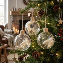 Prodotto Palline di Natale in vetro palla di decorazione riempita con fiori secchi Ø8cm 3pz