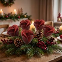 Prodotto Rose artificiali Rose in cera bordeaux Rose decorative in cera Ø6cm 18 pz