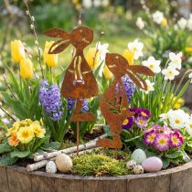 Prodotto Decorazione da giardino spina decorativa coniglio ruggine Pasqua 8×16 cm 2 pezzi (1 paio)