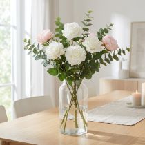 Prodotto Rosa bianca Rosa finta su stelo Fiore di seta Rosa finta L72cm Ø13cm