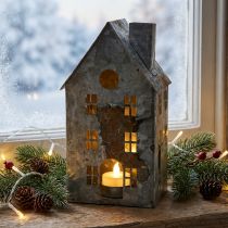 Prodotto Portacandele in metallo, stile shabby chic, finitura sbiancata e effetto ruggine, H20cm