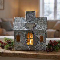 Prodotto Portacandele in metallo, stile shabby chic, finitura sbiancata e effetto ruggine, altezza 11 cm.