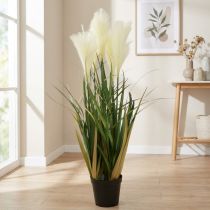 Prodotto Canna palustre in vaso Pianta artificiale in vaso Crema, Verde 79 cm