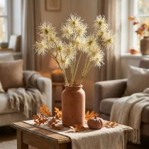 Prodotto Xanthium fiore artificiale crema decorazione autunnale 6 fiori 80 cm 3 pezzi
