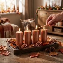 Prodotto Candele a colonna colorate, rame metallizzato, decorative, 50×100 mm, set da 4