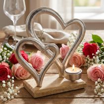 Prodotto Porta tea light cuore decorazione metallo decorazione tavola legno 22cm