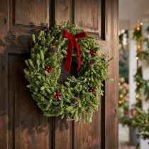 Prodotto Decorazione natalizia ghirlanda di fiori secchi verdi ghirlanda per porta lino erba festiva Ø34cm