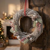 Prodotto Corona di pino bianco Ø30cm corona decorativa naturale aghi di pino