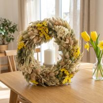 Prodotto Ghirlanda di fiori secchi, decorazione naturale per tavolo, soggiorno e corridoio, 25 cm