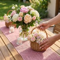 Prodotto Runner da tavolo nastro di iuta nastro di iuta nastro da tavolo rosa L15cm L10m