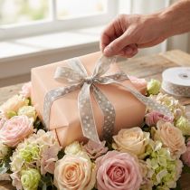 Prodotto Nastro decorativo cuori nastro regalo beige 25 mm 15 m