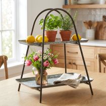 Prodotto Alzata torta vassoio decorativo vintage mensola da tavolo in metallo H47cm