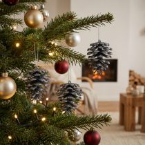 Prodotto Addobbi per albero Pigne con glitter Antracite 7cm 6pz