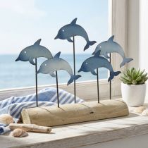 Prodotto Delfini da ambientare, decoro mare, decoro marittimo in metallo H24.5cm L32.5cm