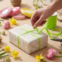 Prodotto Nastro arricciacapelli in cotone verde, ecologico, 10 mm, 100 m, ideale come regalo.