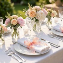 Prodotto Nastro di organza con fiori nastro regalo albicocca 40mm 15m