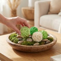Prodotto Palline in rattan verde verde chiaro crema rattan assortito Ø5cm 24 pz