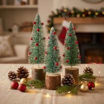 Prodotto Albero di Natale verde innevato Ø6cm H20cm 4 pezzi
