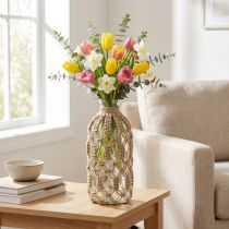 Prodotto Vaso decorativo in vetro bottiglia macramè iuta naturale Ø10,5 cm H26 cm