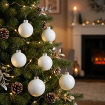Prodotto Palle di Natale in vetro smalto bianco opaco Ø4cm 24 pz