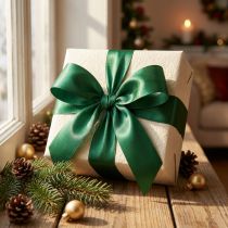 Prodotto Nastro regalo decorativo in taffetà verde scuro 25 mm × 50 m