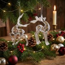 Prodotto Decorazione per albero di Natale figura decorativa cervo acrilico 12,5/15 cm 2 pezzi