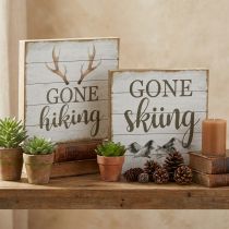 Prodotto Cartelli in legno vintage da parete con scritte 20x20cm 2 pezzi