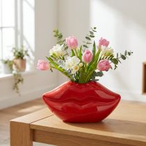 Prodotto Vaso decorativo in ceramica a forma di bocca di bacio rosso 17×8,5×9cm