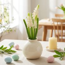 Prodotto Vaso di fiori artificiali Giacinti bianchi per elegante decorazione da tavola e arredamento 20 cm