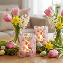 Prodotto Elegante lanterna con motivo a tulipano per una suggestiva decorazione primaverile, 12,5 cm, 2 pezzi.