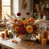 Prodotto Mini decorazione di zucca su un bastoncino decorazione autunnale 6 colori Ø4cm 18 pezzi