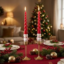 Prodotto Candela pupazzo di neve affusolata Natale rosso 26cm 2pz