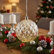 Prodotto Sfera in plastica argento Ø15cm LED per batterie