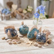 Prodotto Piccoli pesci divertenti decorazioni in ceramica blu assortiti 6-9 cm 4 pz