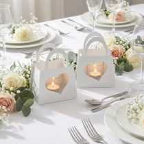 Prodotto Borsa decorativa in metallo lanterna con cuore bianco H18cm 2 pezzi