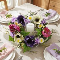 Prodotto Ghirlanda di fiori artificiali Anemoni Margherite Viola Bianco Ø25cm