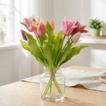 Prodotto Corona di fiori artificiali Tulipani Viola Rosa 7 pezzi in mazzo 34cm