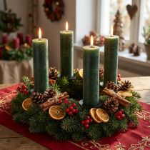 Prodotto Candele colorate Candele rustiche verdi a forma di cono per illuminazione d'atmosfera e decorazioni festive 300mm Ø50mm 4 pezzi