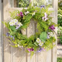 Prodotto Ghirlanda di fiori artificiali con ghirlanda di vite colorata H13cm Ø55cm