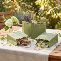 Prodotto Buste regalo in carta intrecciata verde 12x12 cm 12 pz