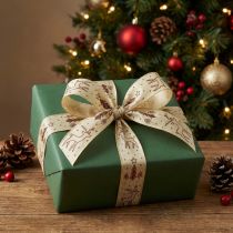 Prodotto Nastro regalo Renna natalizia marrone crema B25 L18m