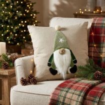 Prodotto Cuscino arredo con gnomo cuscino arredo verde beige 40×40cm
