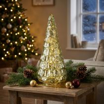 Prodotto Albero di Natale con illuminazione a LED vintage verde oro 38cm