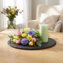 Prodotto Piatto in ardesia naturale Vassoio rotondo in pietra Nero Ø15cm 6 pz