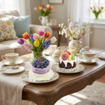Prodotto Tortine decorative con frutta, repliche di torte artificiali, decorazione per vetrine, set da 2 pezzi Ø8cm